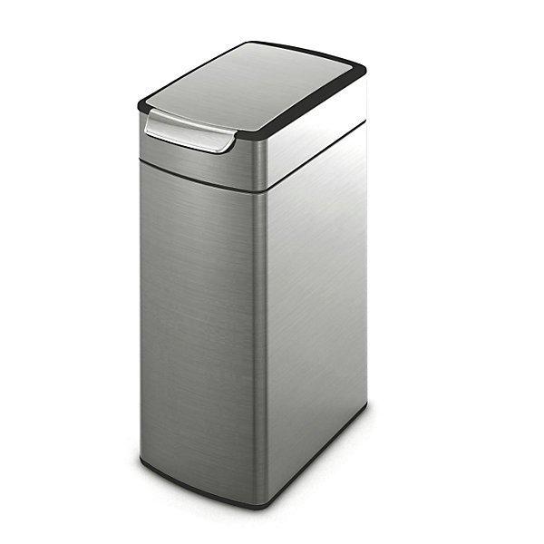 KAISER+KRAFT Collecteur de déchets avec couvercle Touch et seau intérieur, capacité 40 l, l x h x p 256 x 712 x 430 mm, inox.  