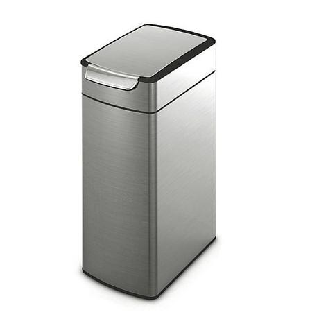 KAISER+KRAFT Collecteur de déchets avec couvercle Touch et seau intérieur, capacité 40 l, l x h x p 256 x 712 x 430 mm, inox.  