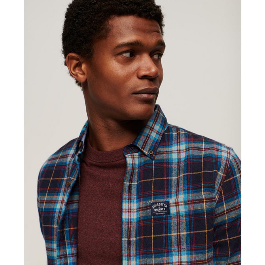 Superdry Camicia a Quadri Maniche Lunghe Cotone Biologico  