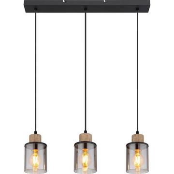 Lampe à suspension Reid verre métal noir 3xE27