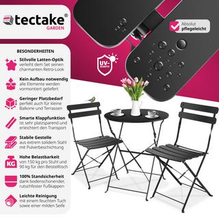 Tectake Ensemble table et chaises bistrot Frieda, pliable pour 2 personnes  