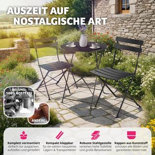 Tectake Bistrotisch Set Frieda, klappbar für 2 Personen UV-beständig  