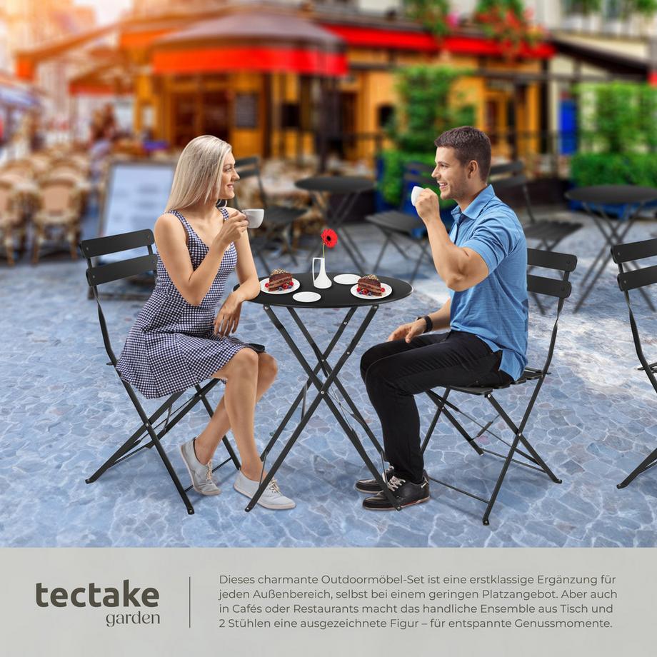 Tectake Bistrotisch Set Frieda für 2 Personen klappbar  