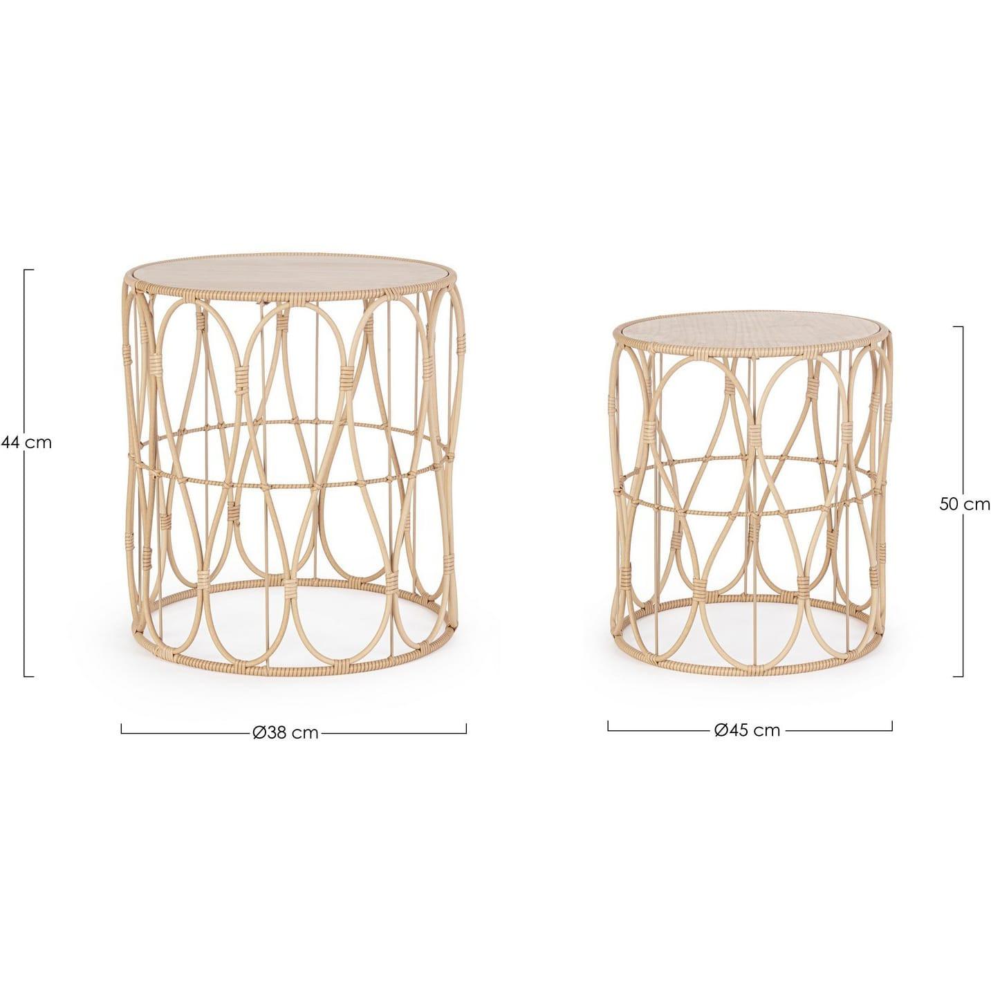 mutoni Tavolino Sherly rotondo naturale (set di 2)  