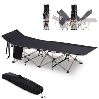 Northio Lit de camping, lit de camping pliable, chaise longue de camping avec sac de rangement, sac de transport inclus, Oxford, noir, 190 x 68 x 52 cm  