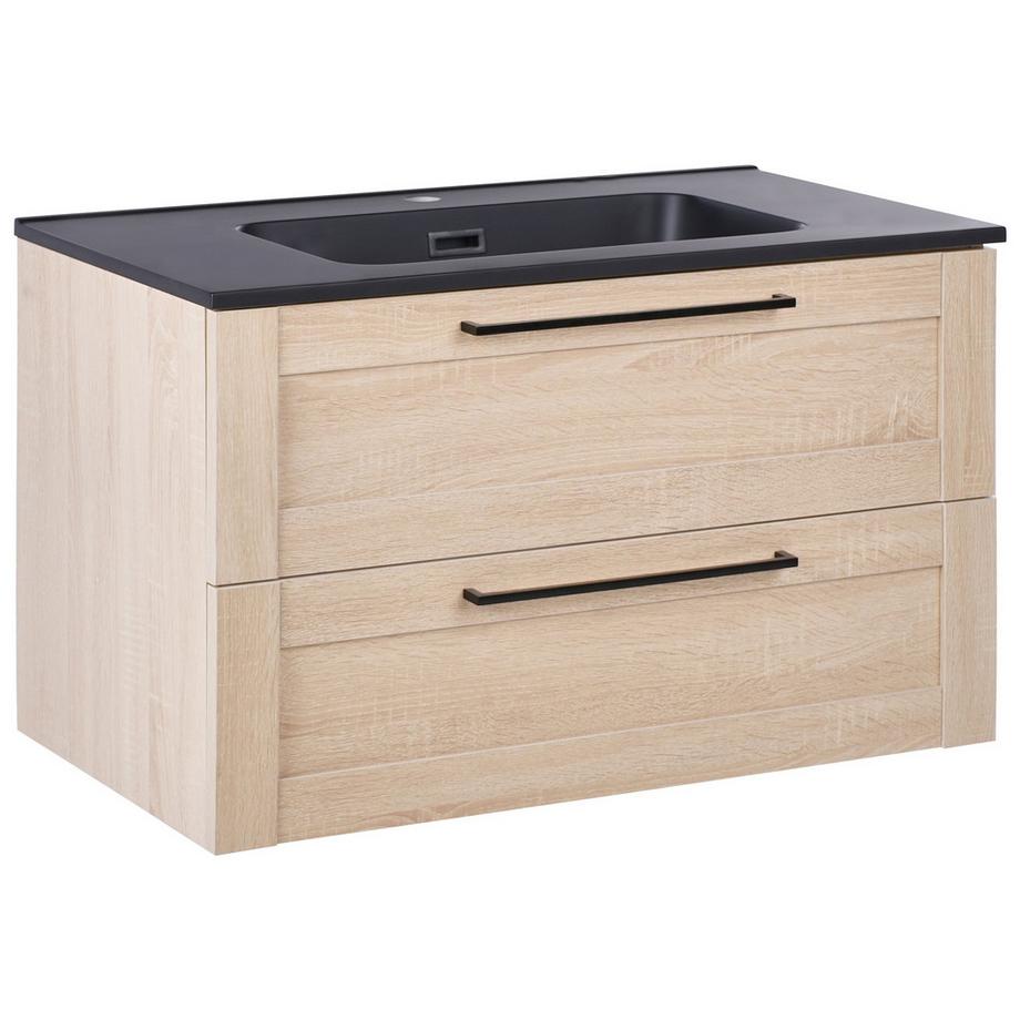 Beliani Wandmontierter Waschtischunterschrank mit Waschbecken aus MDF-Platte Modern TARIJA  