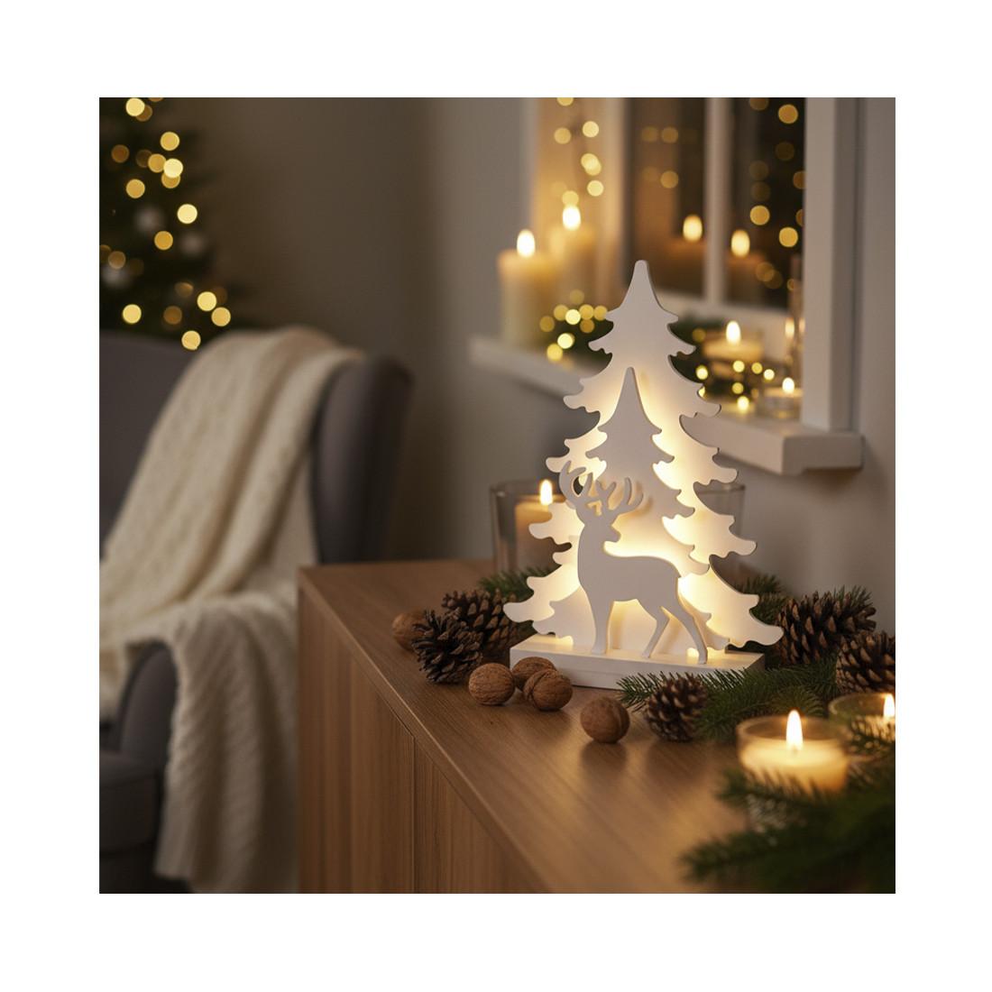 Dameco LED Deko-Aufsteller Tanne und Rentier  