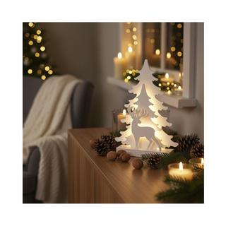 Dameco LED Deko-Aufsteller Tanne und Rentier  