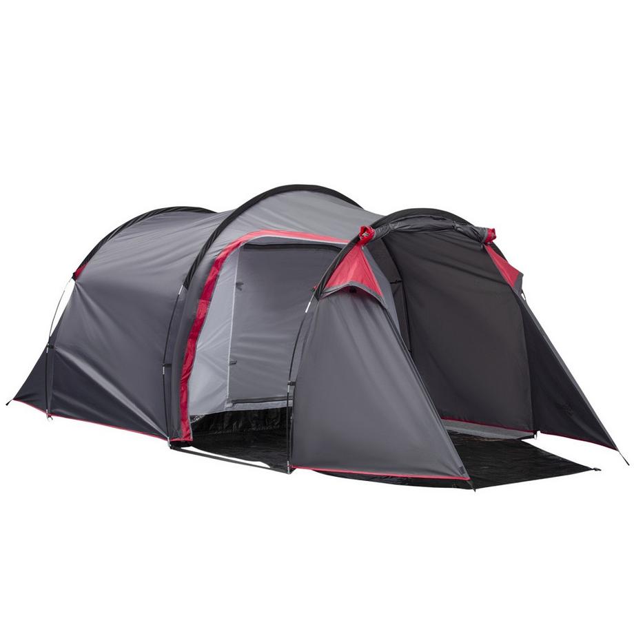 Northio  Tente Pour 2-3 Personnes Tente Tunnel 190T Tente De Camping Avec Piquets Fibre De Verre Polyester Gris 426 X 206 X 154 Cm 