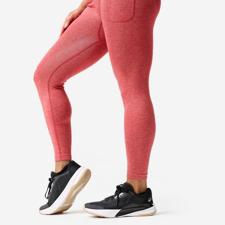 DOMYOS  Legging seamless de musculation femme, rouge et rose 