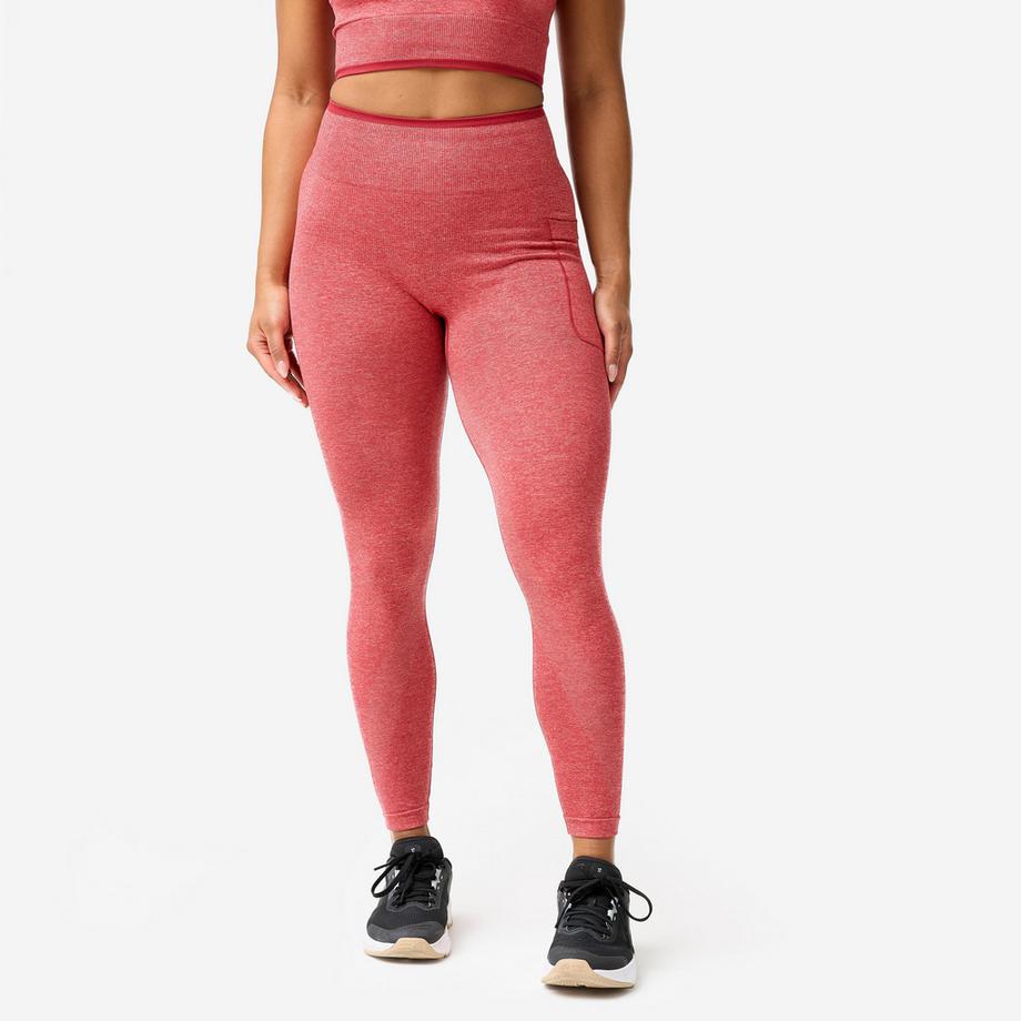 Legging seamless de musculation femme, rouge et rose
