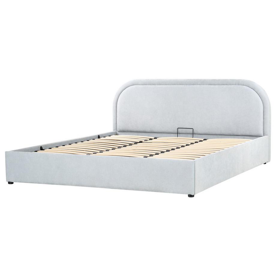 Beliani Bett mit Stauraum aus Chenillegewebe  QUILLIEN  