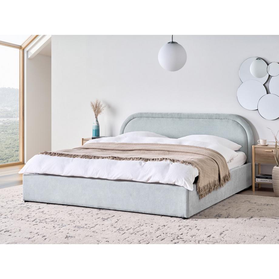 Beliani Bett mit Stauraum aus Chenillegewebe  QUILLIEN  