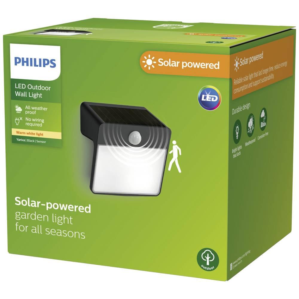 Philips Lighting Yarixa  Solar-Außenstandleuchte mit Bewegungsmelder 2.2 W Warmweiß Schwarz  