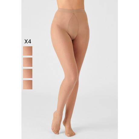 Damart  Lot de 4 collants mousse 20 deniers spécial hanches fortes. 