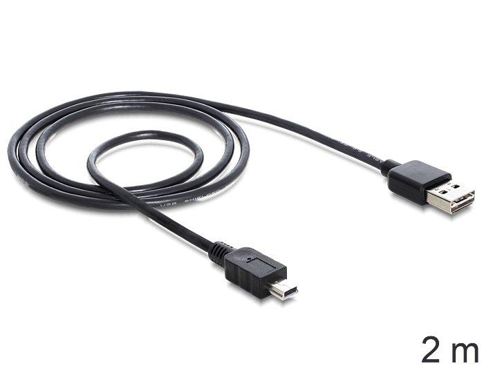 Image of 85554 USB Kabel 2 m USB 2.0 USB A Mini-USB B Schwarz