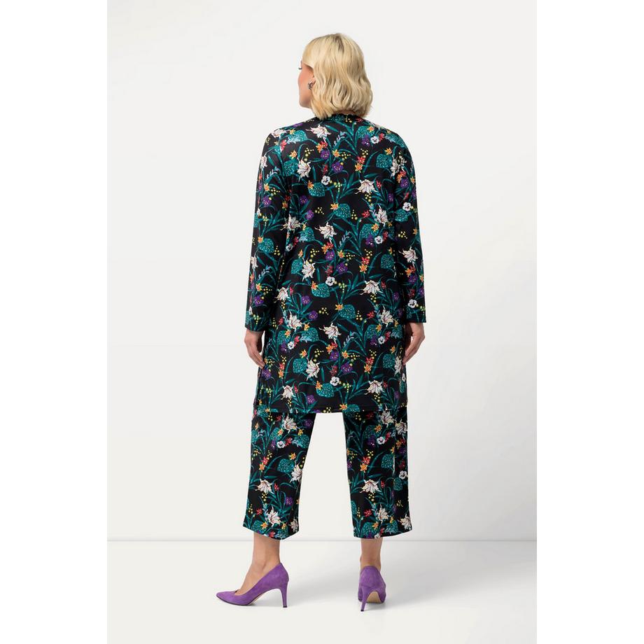 Ulla Popken Veste en jersey fleurs col V fente sur le côté  