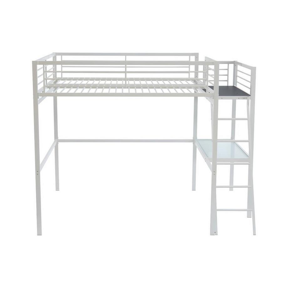Vente-unique Letto a soppalco con piano scrivania 140 x 190 cm Bianco - CASUAL II  