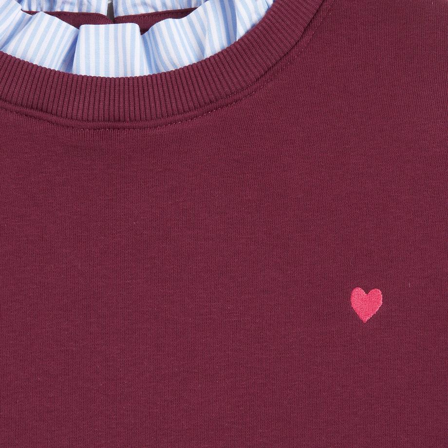 La Redoute Collections  Sweatshirt mit Rüschenkragen aus Stoff und Herz auf der Brust 