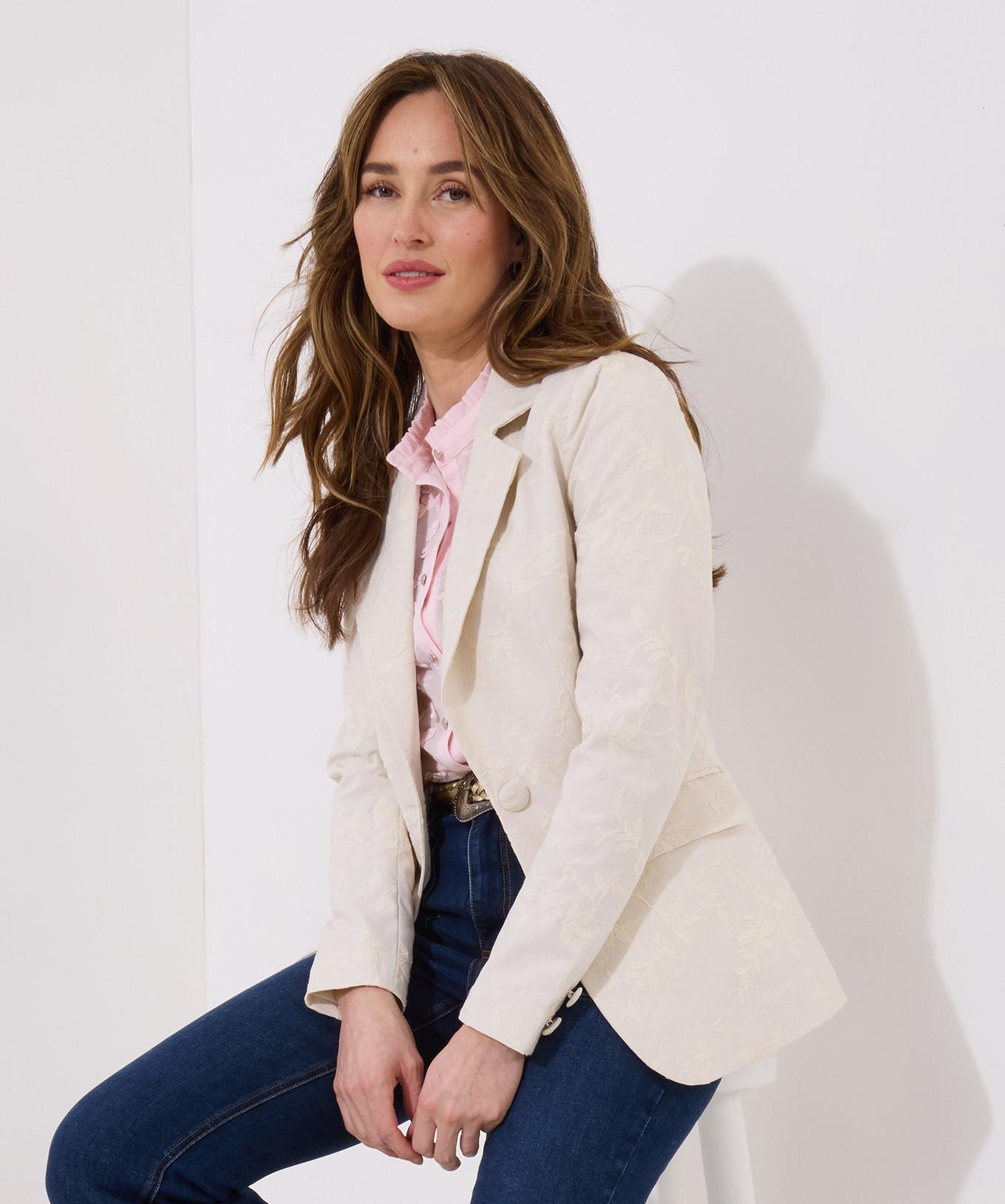 Joe Browns Leinen-Mix-Jacke Blumenstickerei  