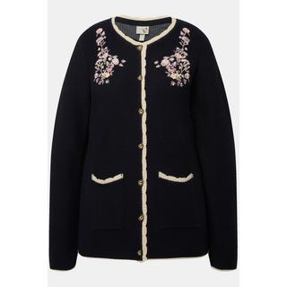 Ulla Popken  Cardigan de tenue traditionnelle bavaroise, broderie florale et col rond. Manches longues 