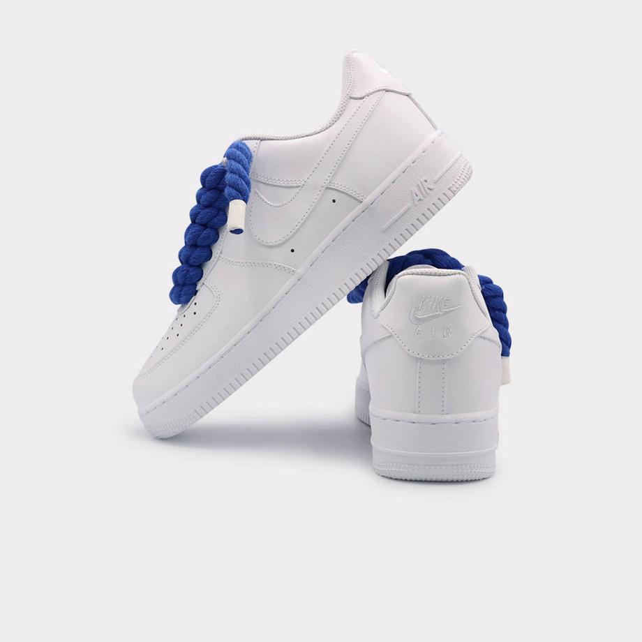 NIKE Air Force 1 White Rope Lace Blue Sneakers  
