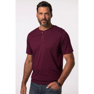 JP1880  T-shirt Henley ventre confort, manches courtes et col rond rouge vin foncé 