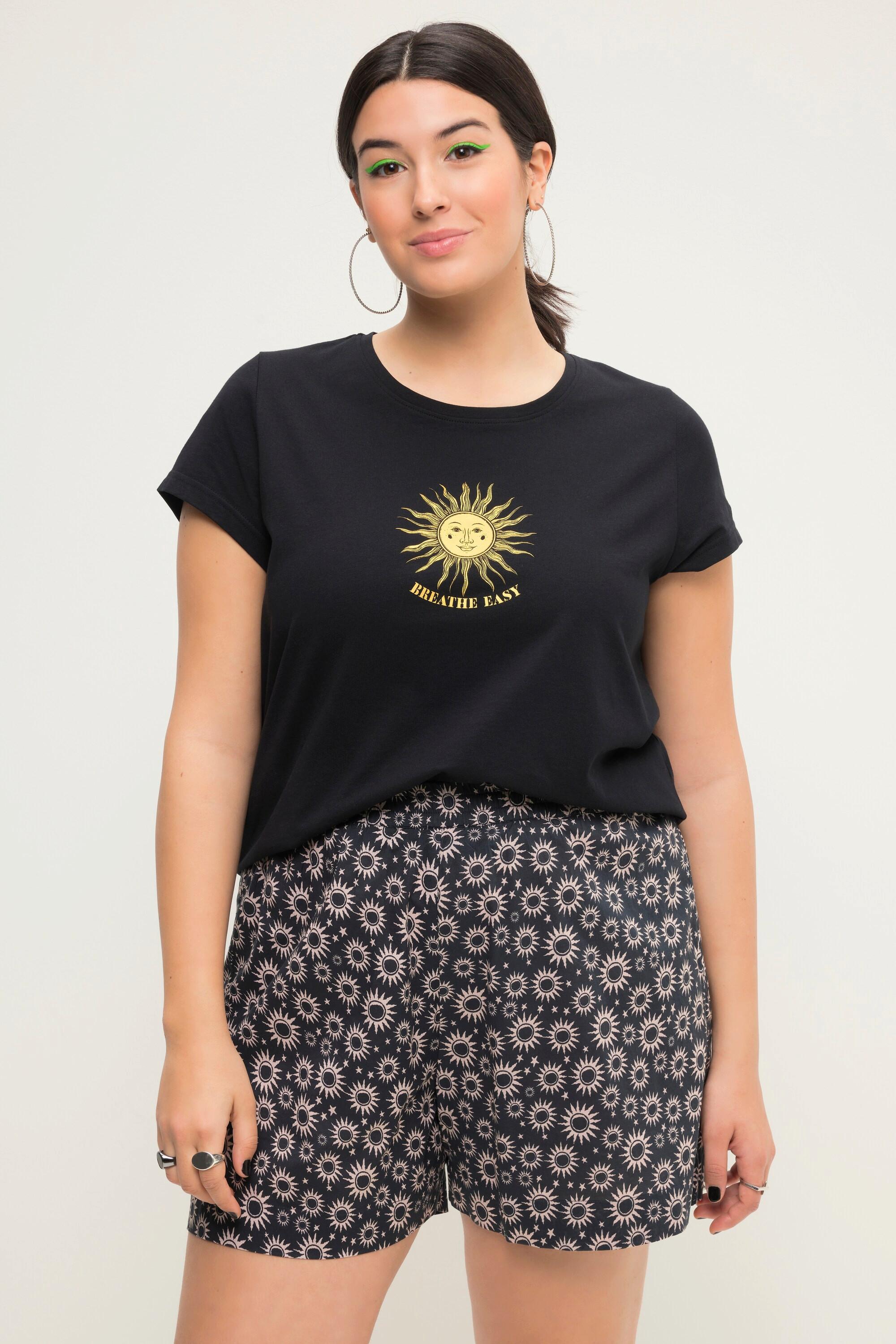 Studio Untold  T-shirt dal taglio classico con stampa con soli, scollo a girocollo e mezze maniche 