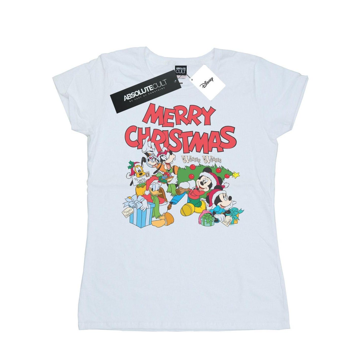 Image of Mickey And Friends Winter Wishes Tshirt Damen Weiss XXL