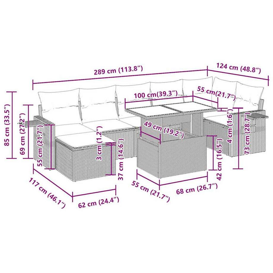 VidaXL Gartensofa set poly-rattan  