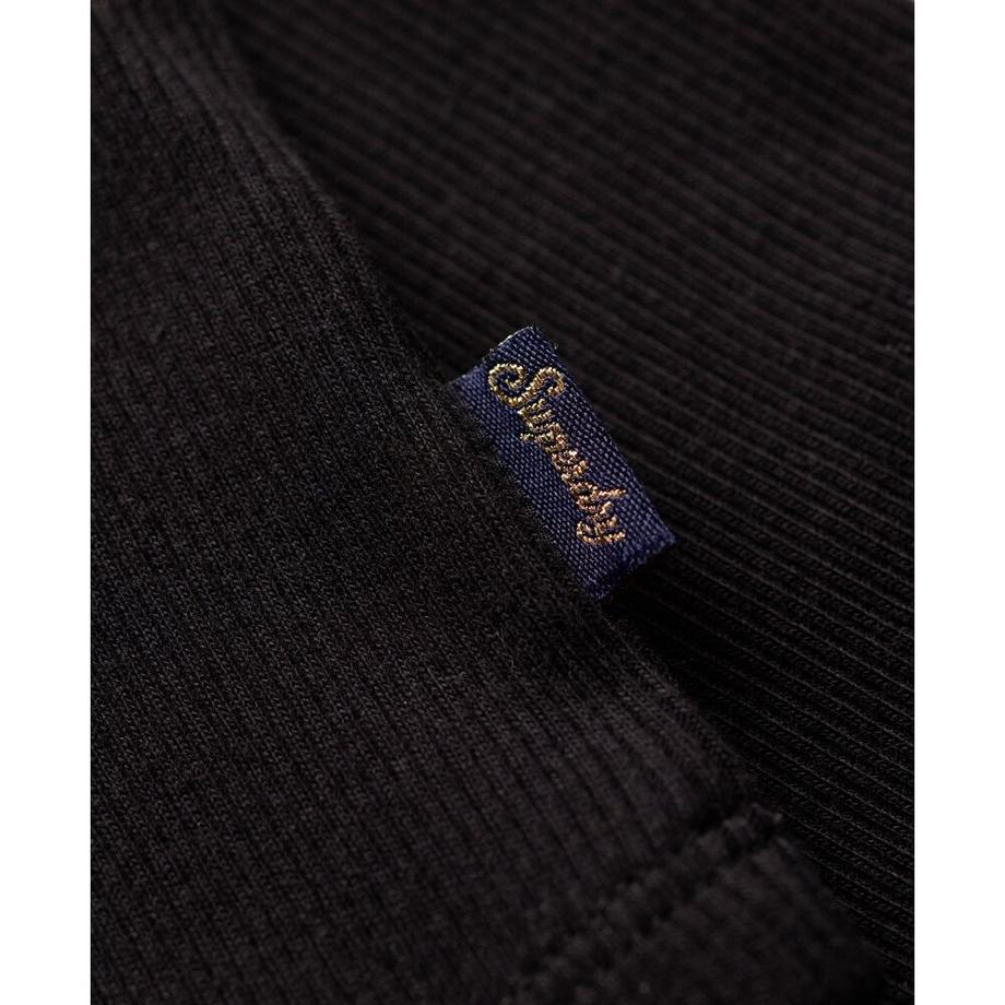 Superdry Essential Canotta a Coste in Cotone Biologico con Bordo in Pizzo  