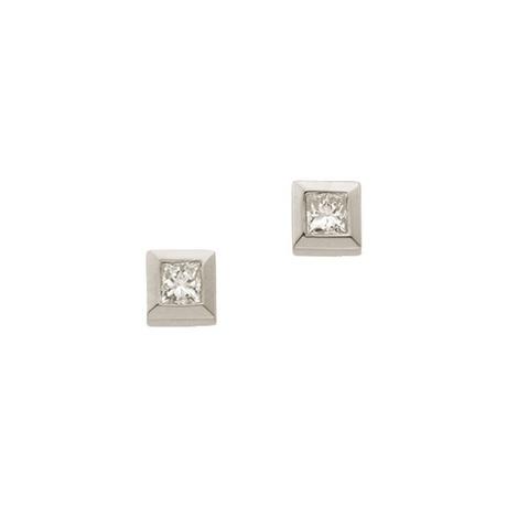 MUAU Schmuck  Clous d'oreilles or blanc 750 diamant 0,075ct. 4mm 