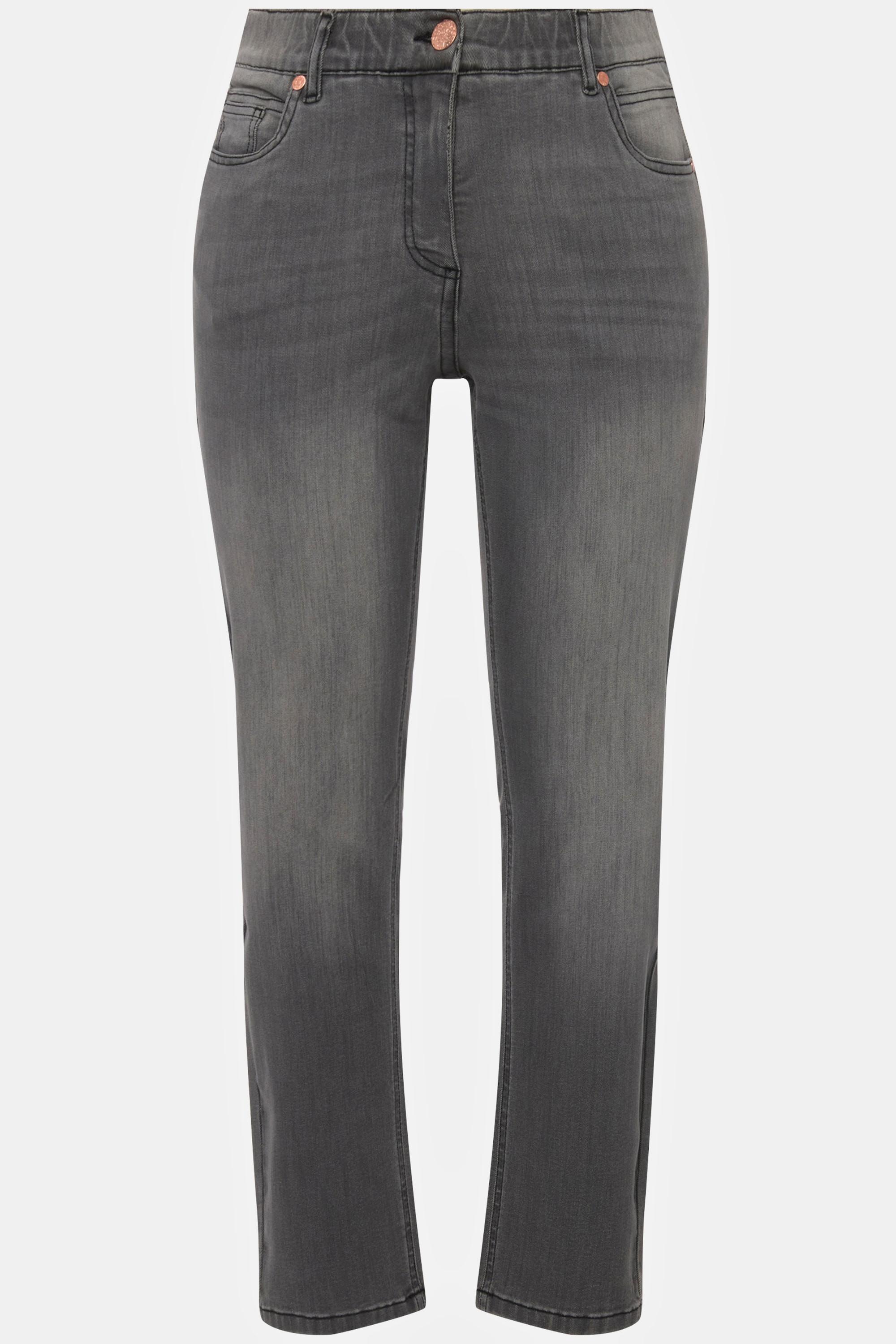 Ulla Popken  Jean Boyfriend 5 poches, matière stretch confortable 