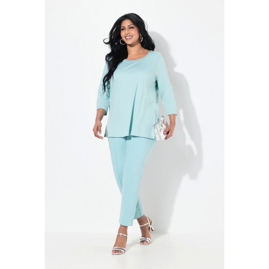 Ulla Popken Passepoil Jambe Slim Taille Élastique Fentes Pantalon  