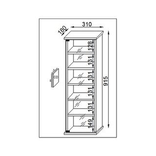 VCM bois CD DVD étagère murale étagère suspendue armoire murale vitrine Loposa porte vitrée  