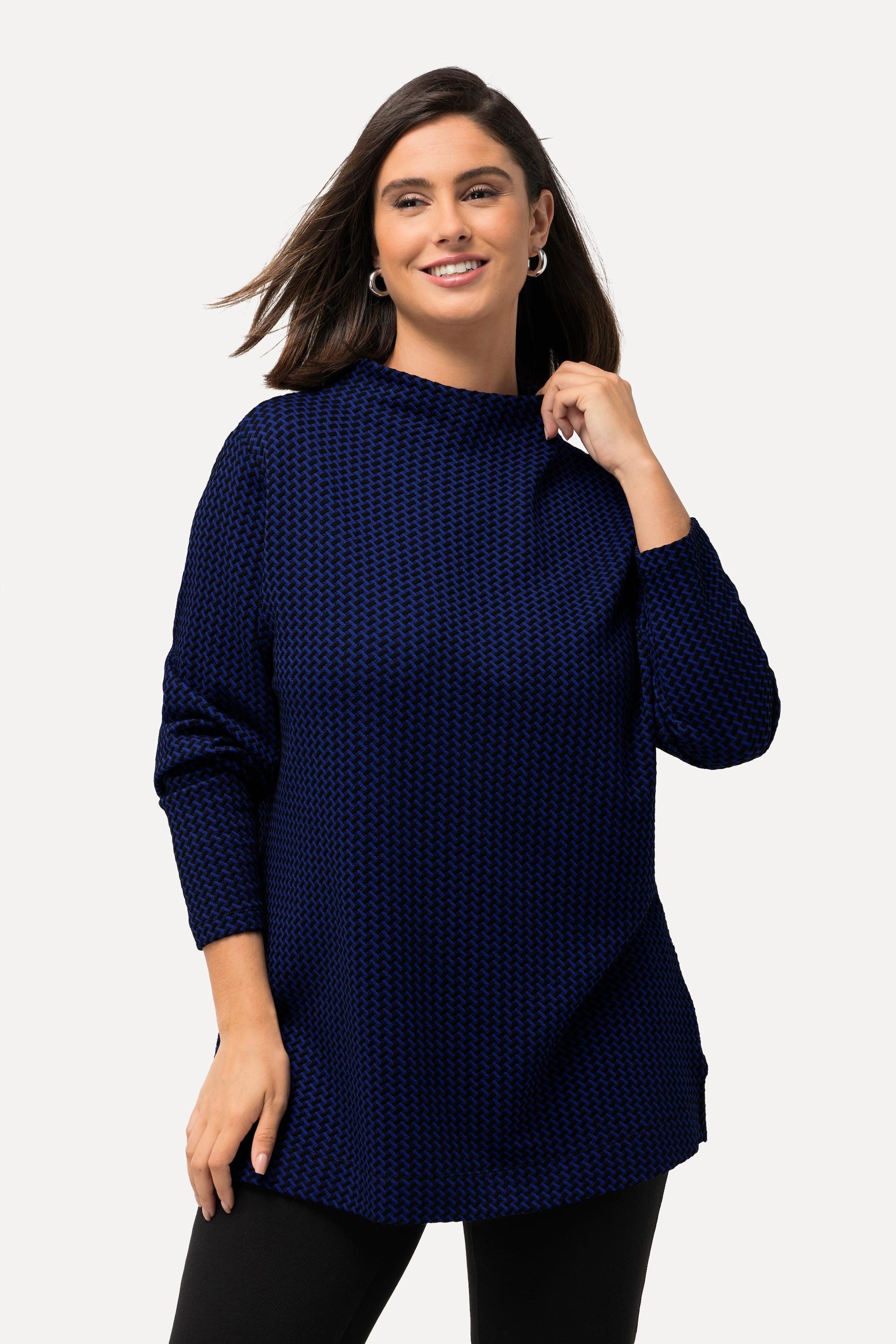 Ulla Popken  Sweatshirt, Struktur, Stehkragen, Langarm 