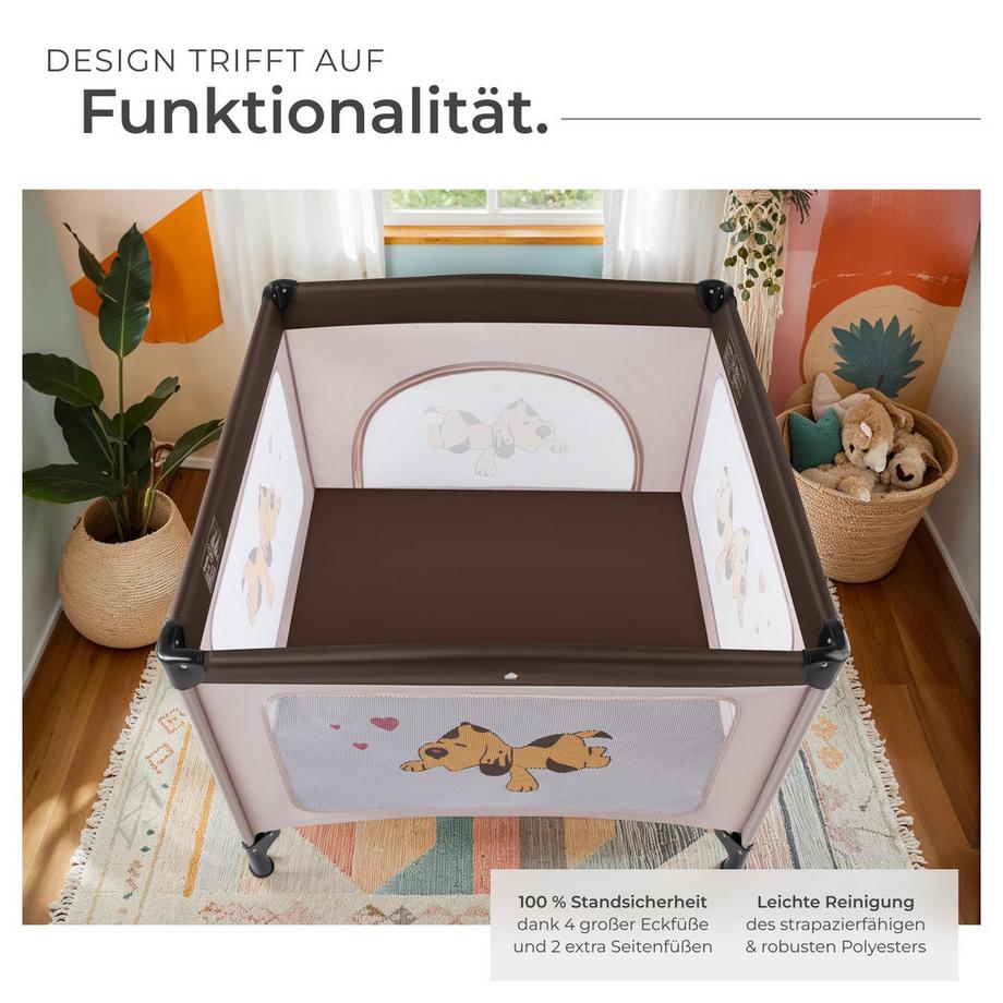 Tectake  Baby Laufstall Tommy Junior stabil und kompakt faltbar seitliche Reißverschlussöffnung 