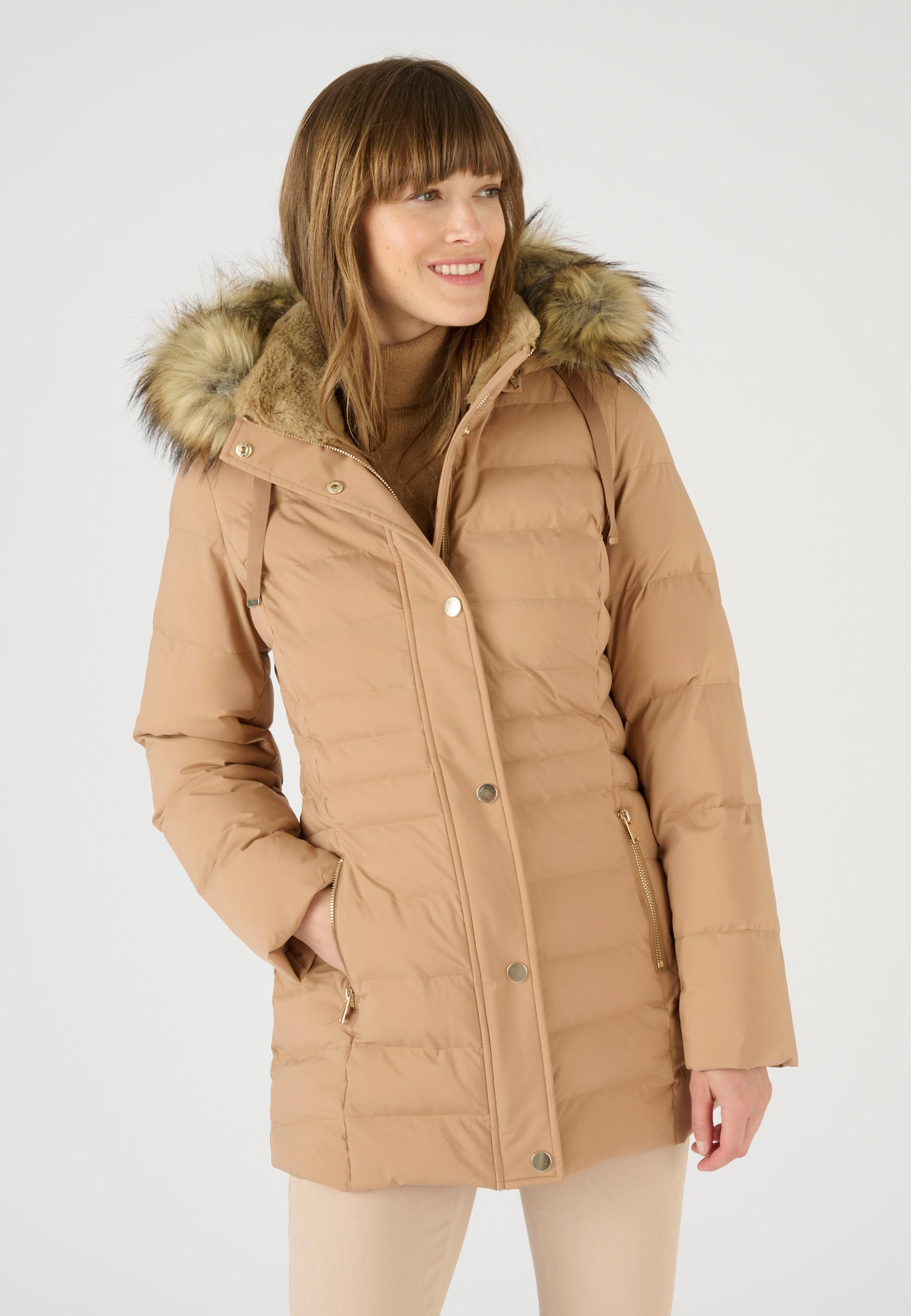 Image of Parka Aus Mattem Stoff Thermolactyl Damen Braun 46-48