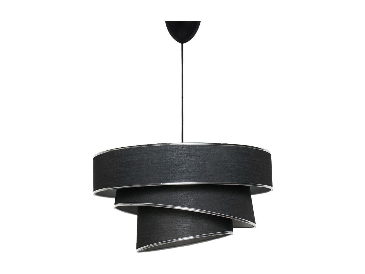 Vente-unique Deckenleuchte höhenverstellbar - Stoff & Metall - 40 x 30-70 cm - Schwarz & Silberfarben - TAIRON  