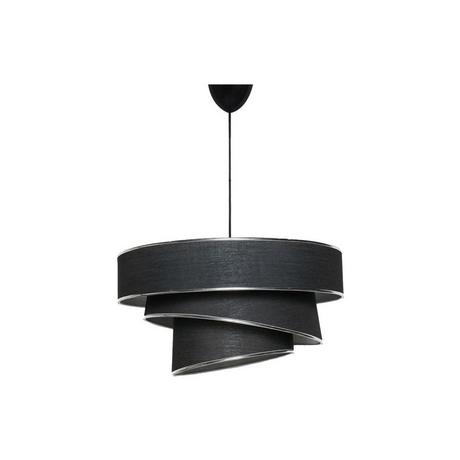 Vente-unique Deckenleuchte höhenverstellbar - Stoff & Metall - 40 x 30-70 cm - Schwarz & Silberfarben - TAIRON  