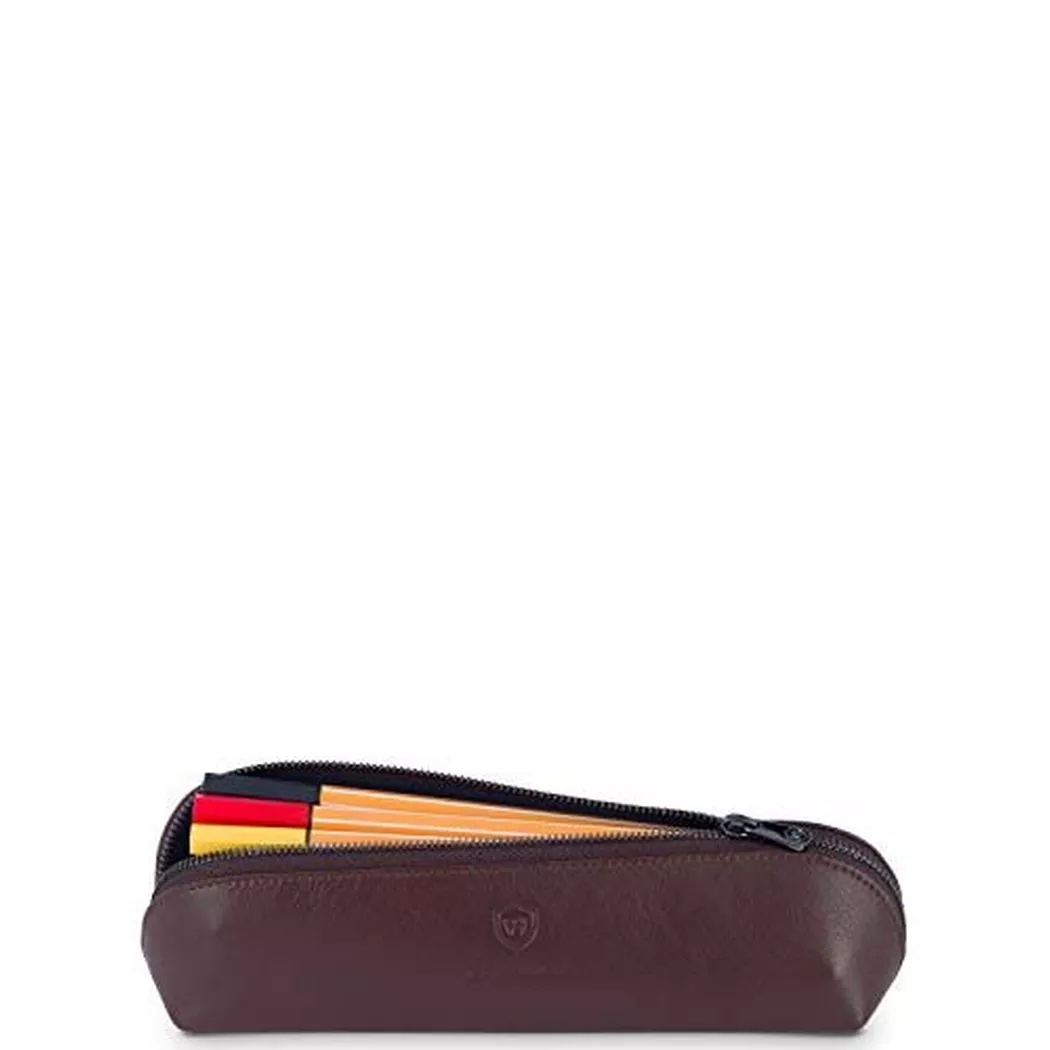 Only-bags.store - Federmäppchen aus echtem Leder, One Size, Braun