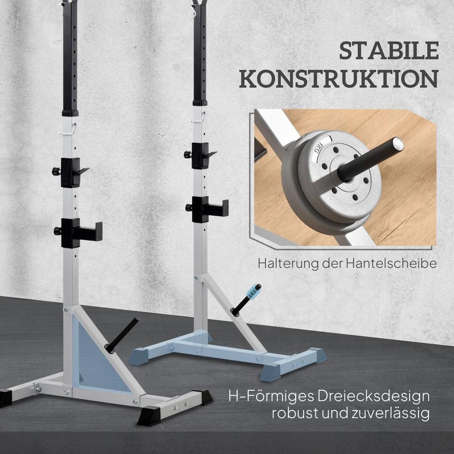 Northio  Set di 2 supporti per manubri, 3 livelli, regolabile in altezza, supporto per manubri in acciaio, supporto per bilanciere, caricabile fino a 200 kg, supporto per squat, supporto per bilanciere, supporto per dischi per l'allenamento della forza 