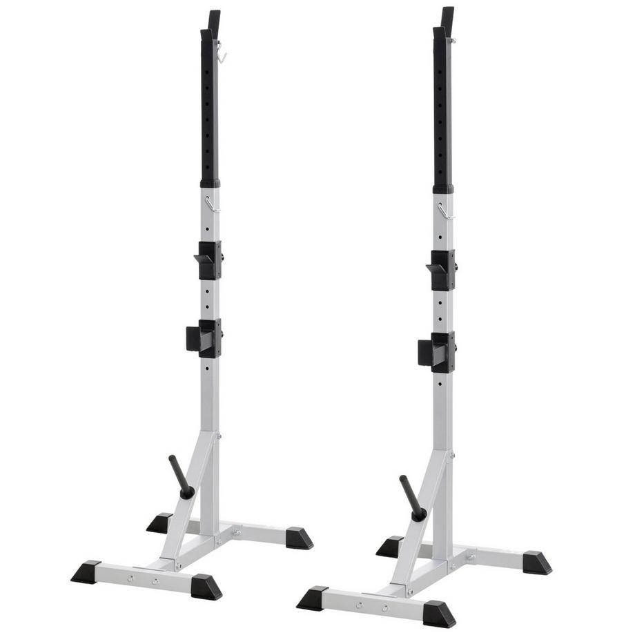 Set di 2 supporti per manubri, 3 livelli, regolabile in altezza, supporto per manubri in acciaio, supporto per bilanciere, caricabile fino a 200 kg, supporto per squat, supporto per bilanciere, supporto per dischi per l'allenamento della forza