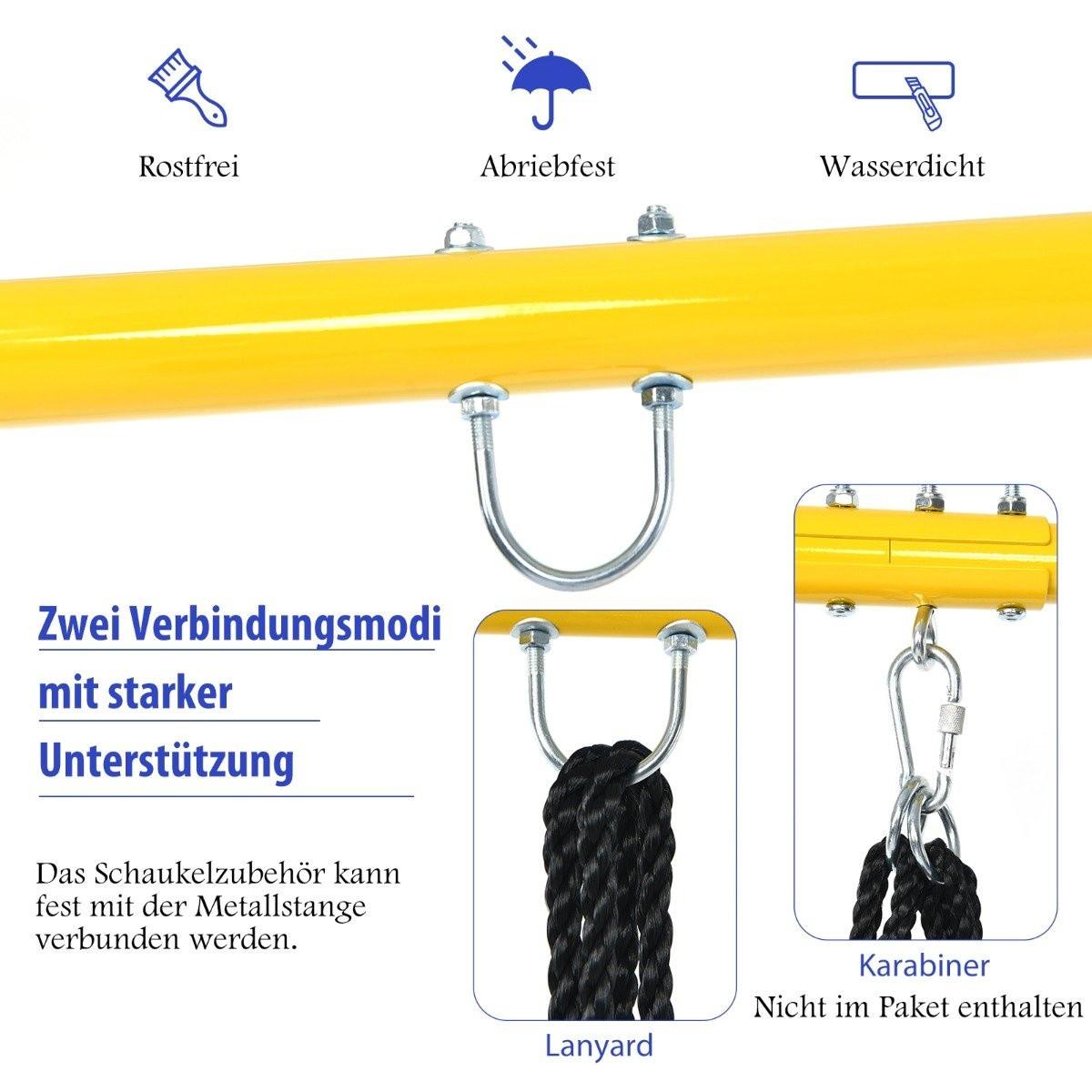 Northix Robustes Metall-Schaukelgestell A-Rahmen Gartenschaukel Gestell 194 x 184 x 180 cm Blau + Gelb  