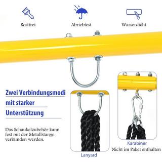 Northix Robustes Metall-Schaukelgestell A-Rahmen Gartenschaukel Gestell 194 x 184 x 180 cm Blau + Gelb  