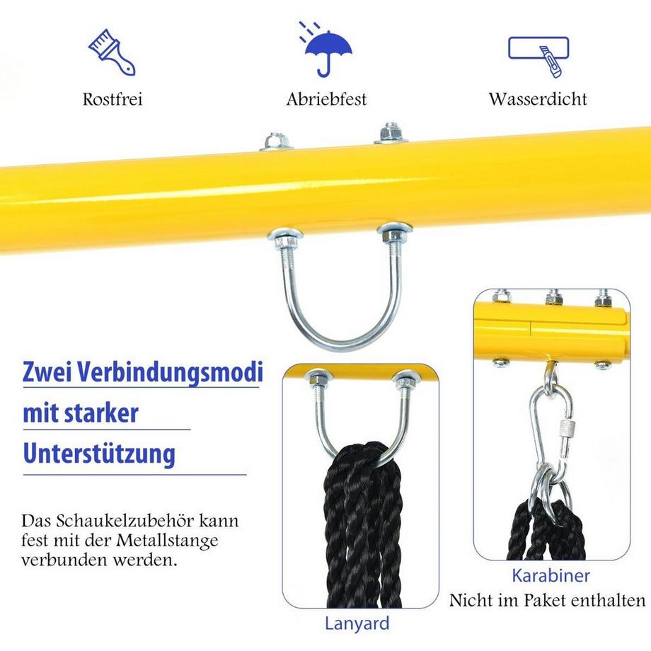 Northix Robustes Metall-Schaukelgestell A-Rahmen Gartenschaukel Gestell 194 x 184 x 180 cm Blau + Gelb  