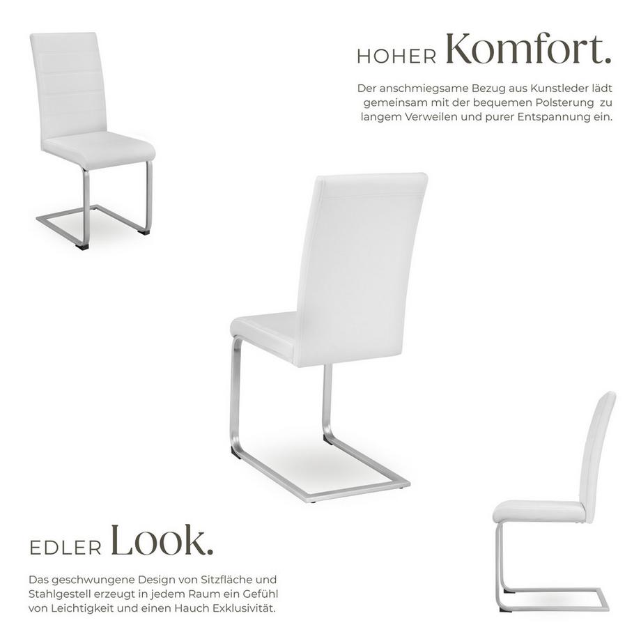 Tectake Set Schwingstuhl Bettina gepolstert mit Kunstlederbezug hohe Rückenlehne  