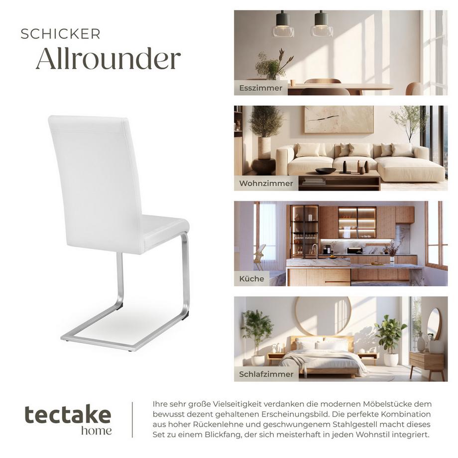 Tectake Set di sedie a sbalzo  Bettina imbottite con rivestimento in ecopelle  