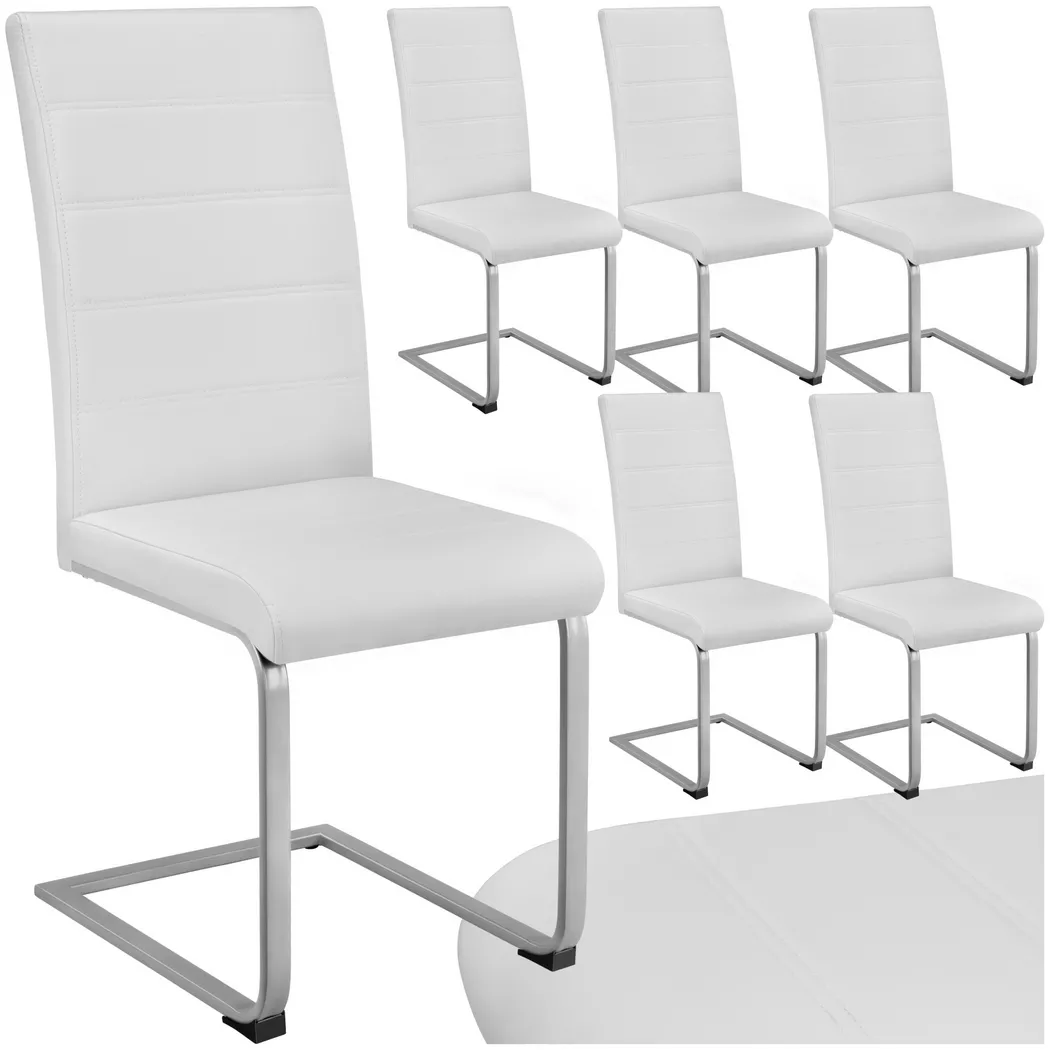 Tectake - Sillas de comedor BETTINA 41 x 52 x 99 cm, Acolchado de piel sintética, Silla para salón o dormitorio, Mueble moderno, Respaldo continuo, Patas de acero esbeltas, Versátil y combinable,