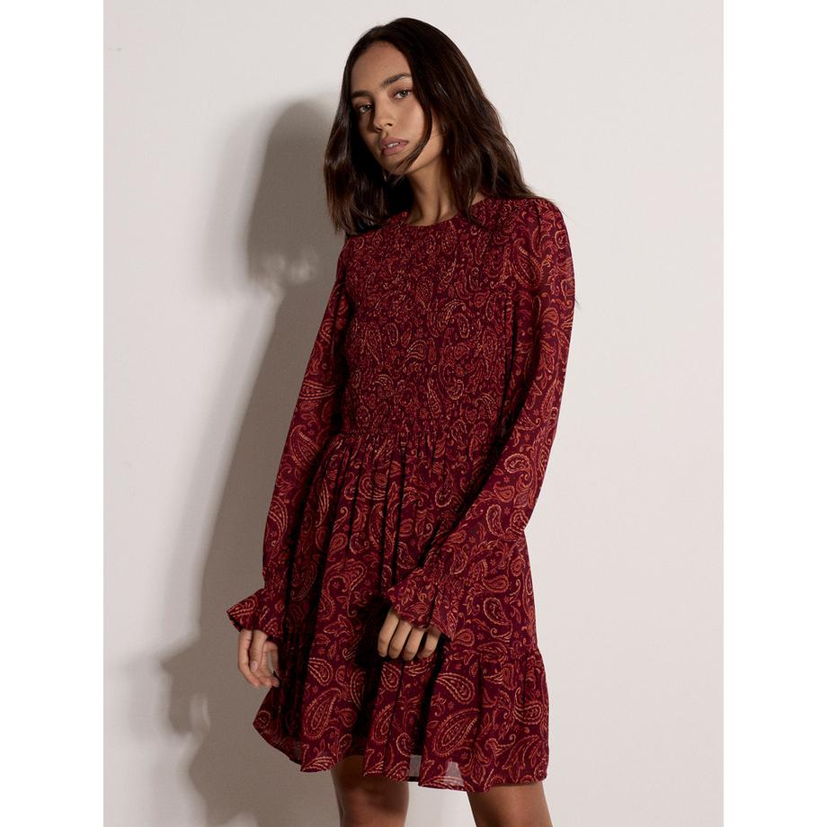Mini-robe en mousseline à motif cachemire